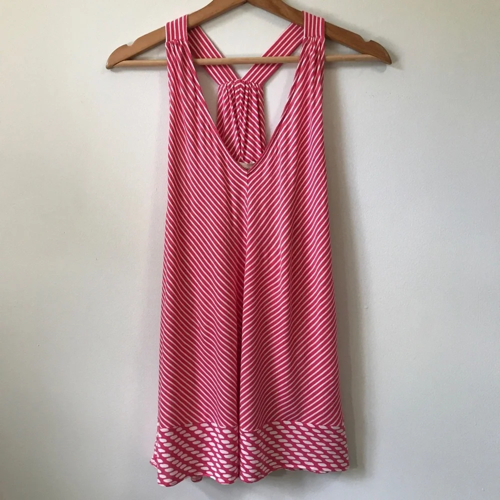 Banana Republic Pink & White Tank Top, Size L - Picture 1 of 13